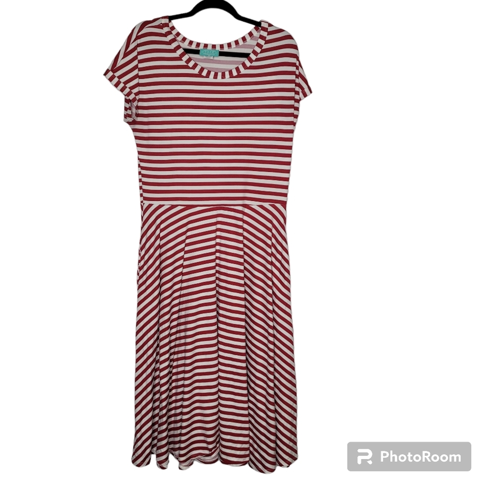 EDYN Clothing Rachel Dress Red Stripe Size Large